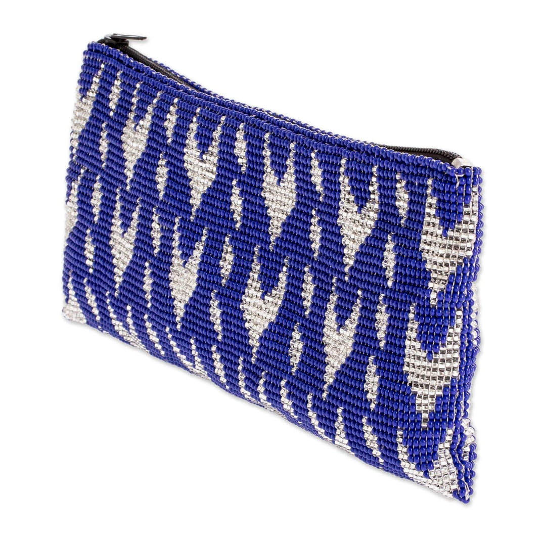 Blue Beaded Cosmetic Case - Panabaj Blues