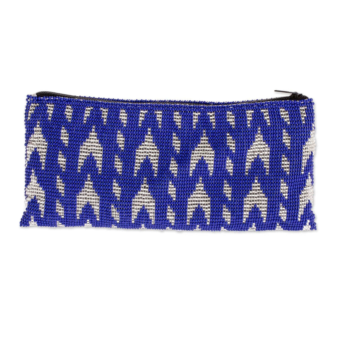 Blue Beaded Cosmetic Case - Panabaj Blues