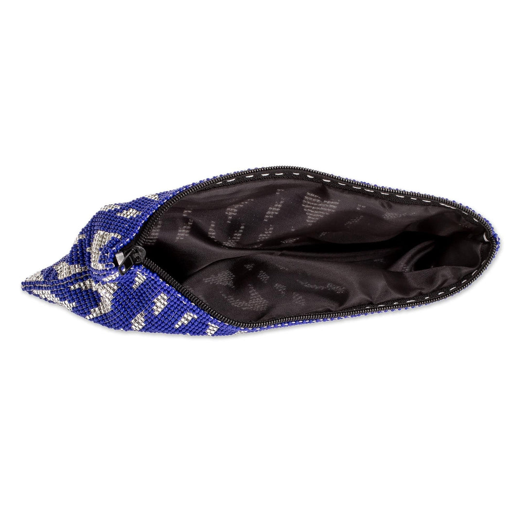 Blue Beaded Cosmetic Case - Panabaj Blues