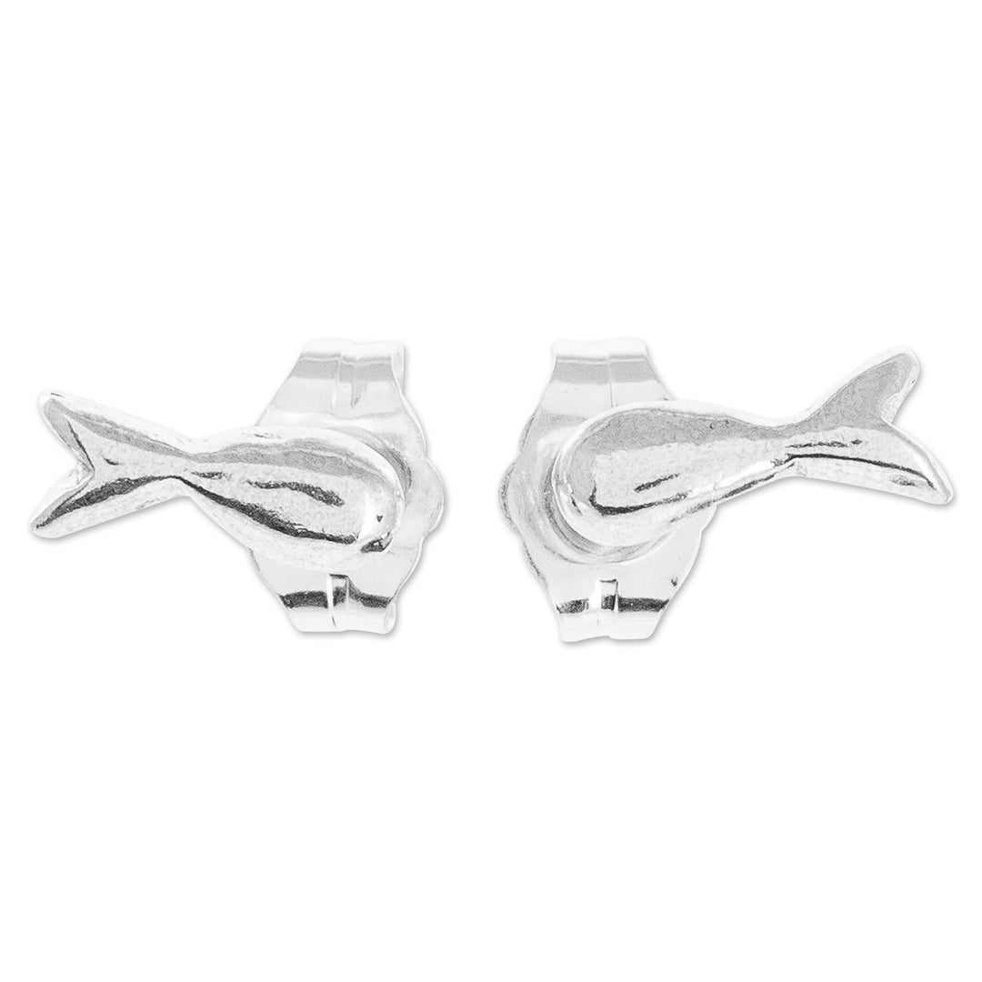 Handcrafted 999 Silver Stud Earrings - Dainty Fish