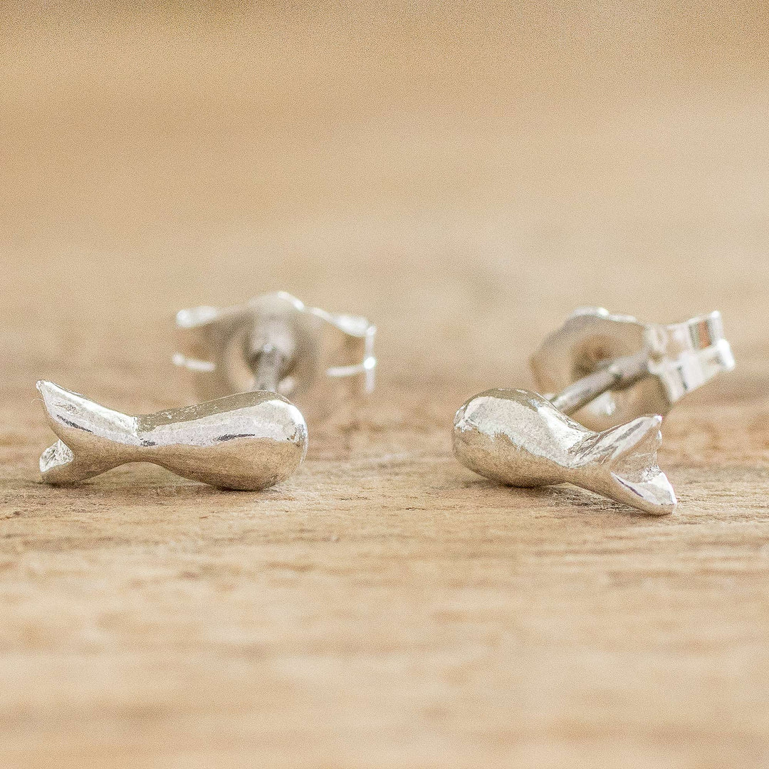 Handcrafted 999 Silver Stud Earrings - Dainty Fish