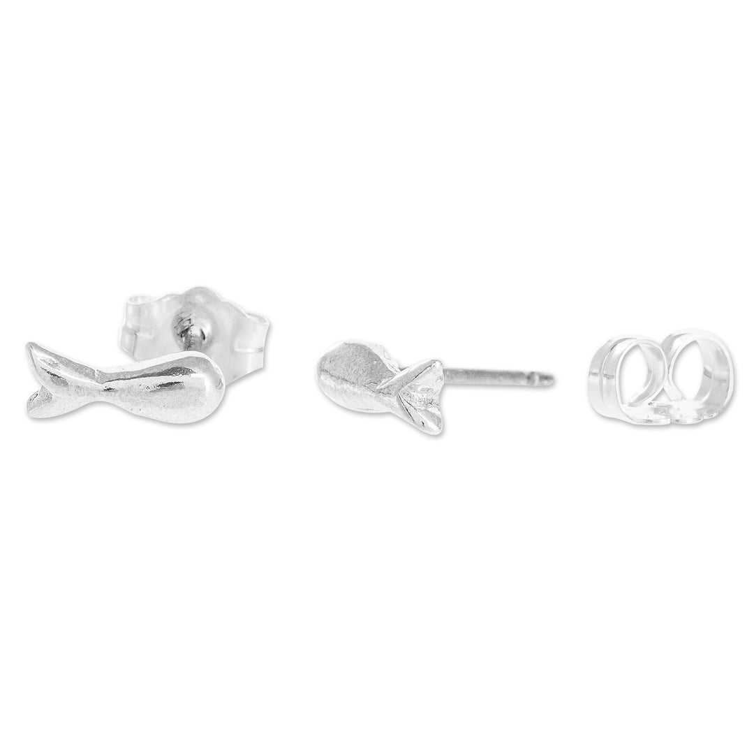 Handcrafted 999 Silver Stud Earrings - Dainty Fish