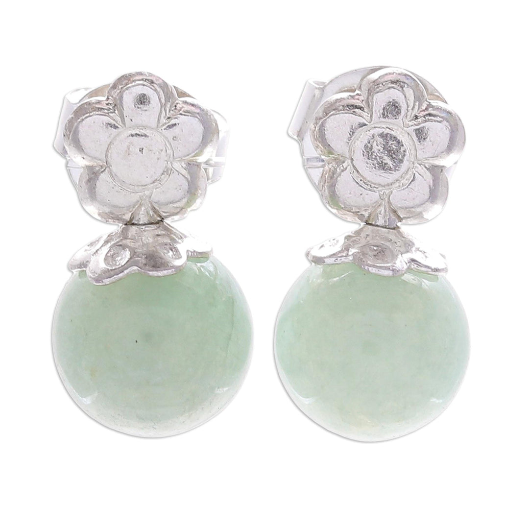 Artisan Crafted Jade and Silver Earrings - Chiang Rai Charm