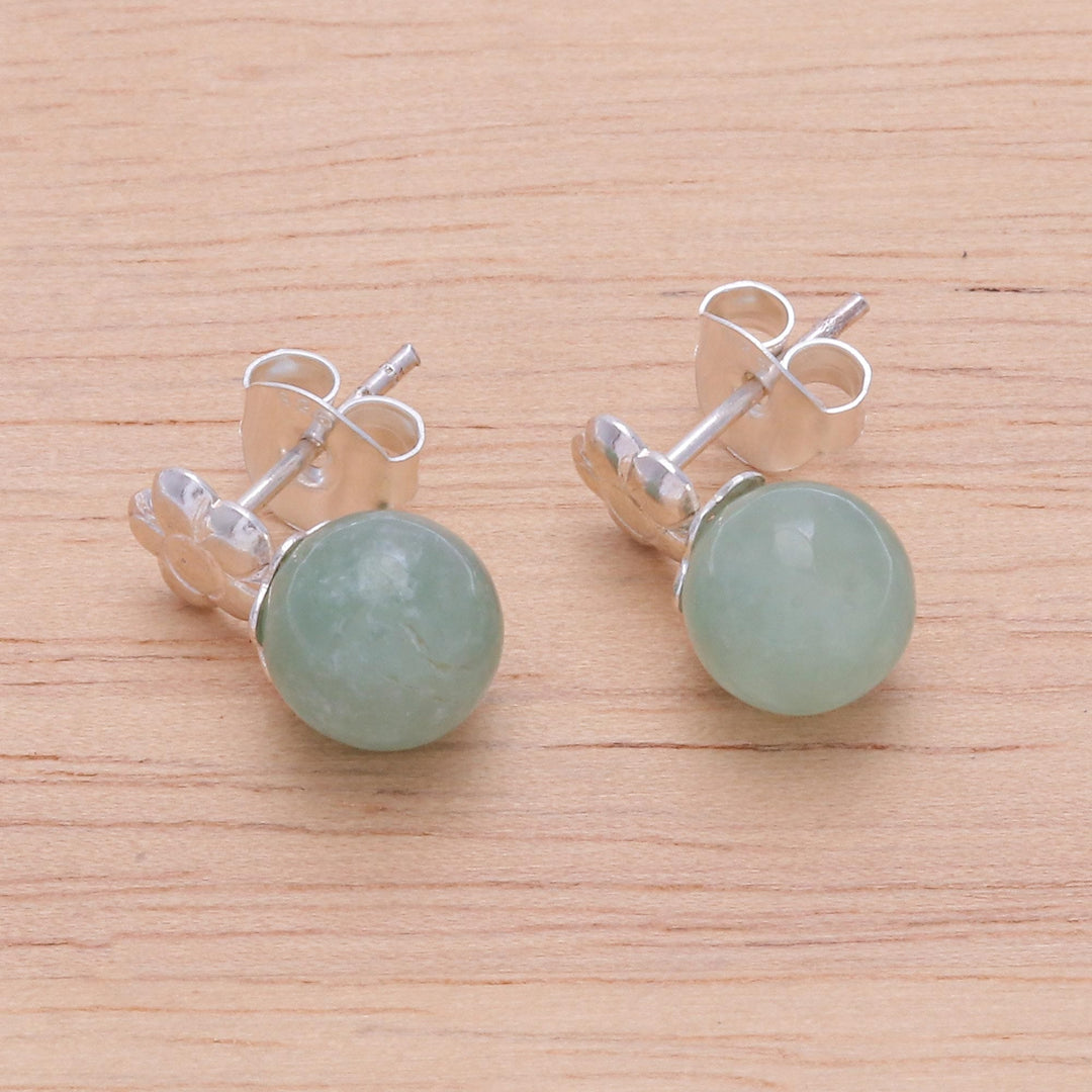 Artisan Crafted Jade and Silver Earrings - Chiang Rai Charm