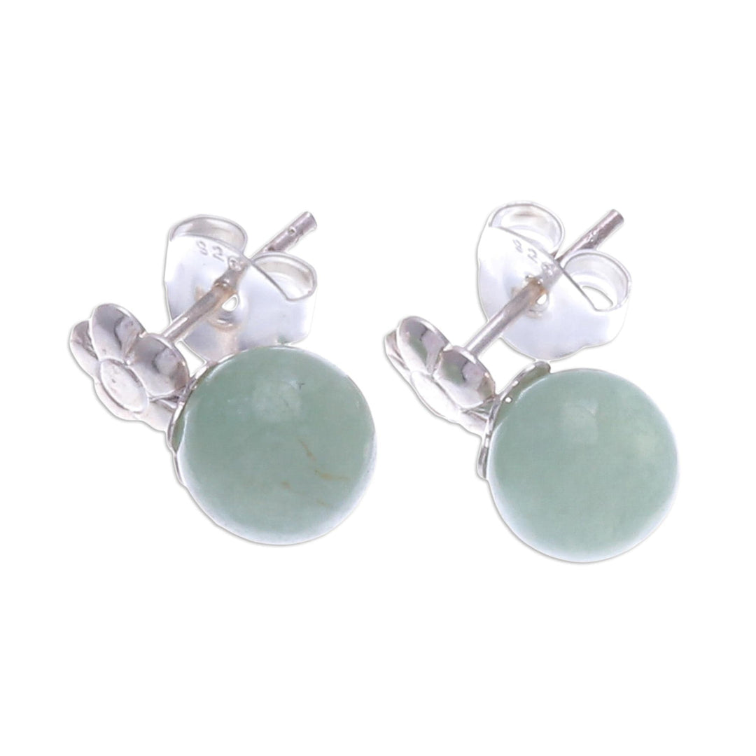 Artisan Crafted Jade and Silver Earrings - Chiang Rai Charm