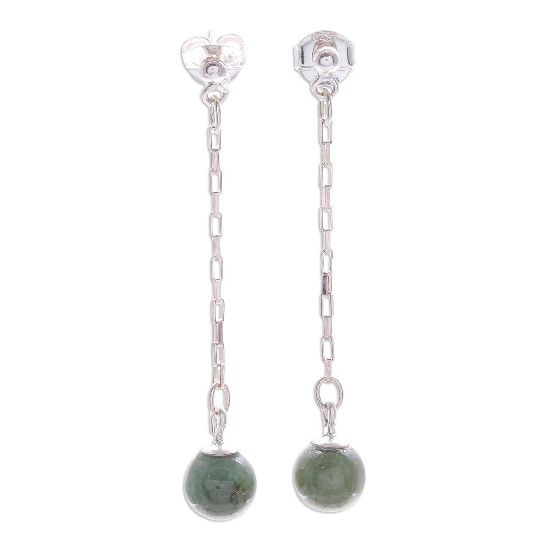 Artisan Crafted Jade Dangle Earrings - Chiang Rai Rain