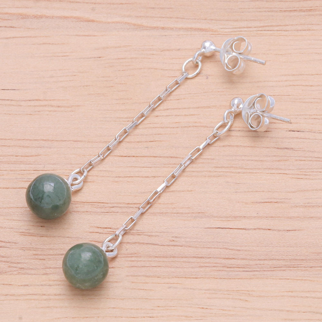 Artisan Crafted Jade Dangle Earrings - Chiang Rai Rain