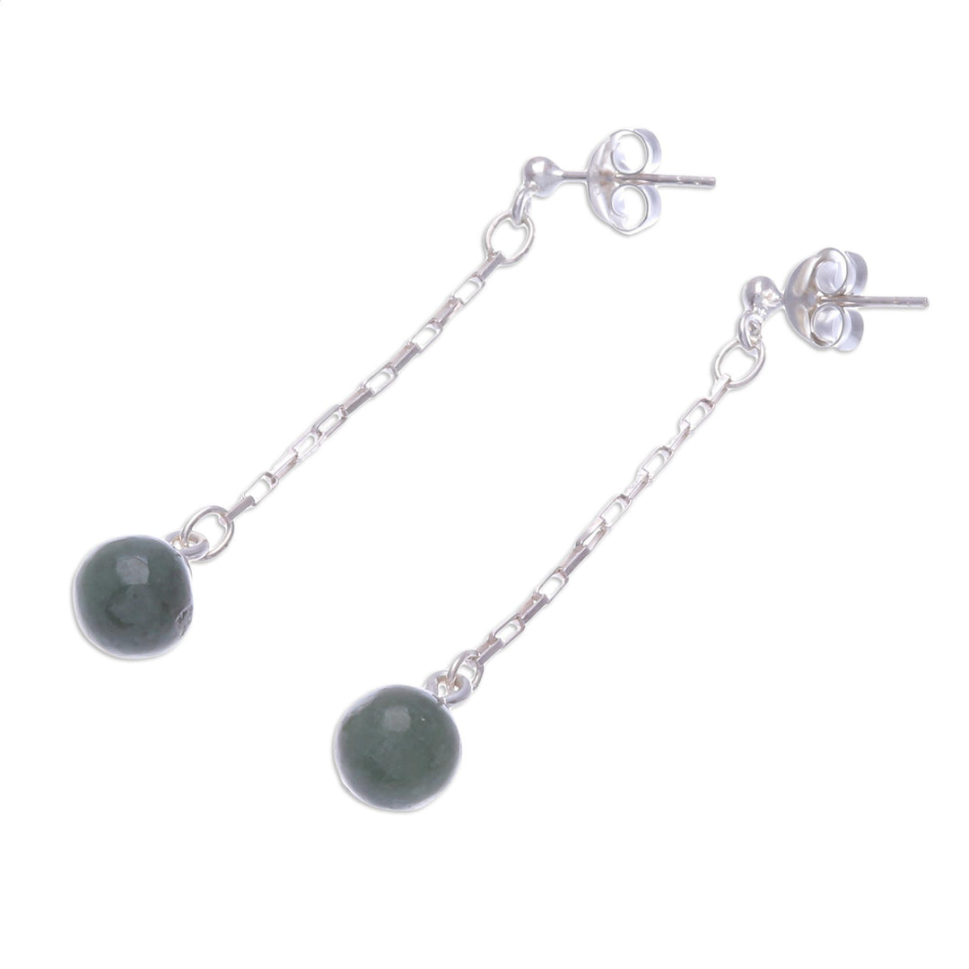 Artisan Crafted Jade Dangle Earrings - Chiang Rai Rain