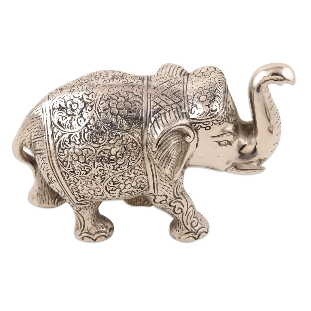 Hand Crafted Aluminum Elephant Statuette - Sweet Elephant