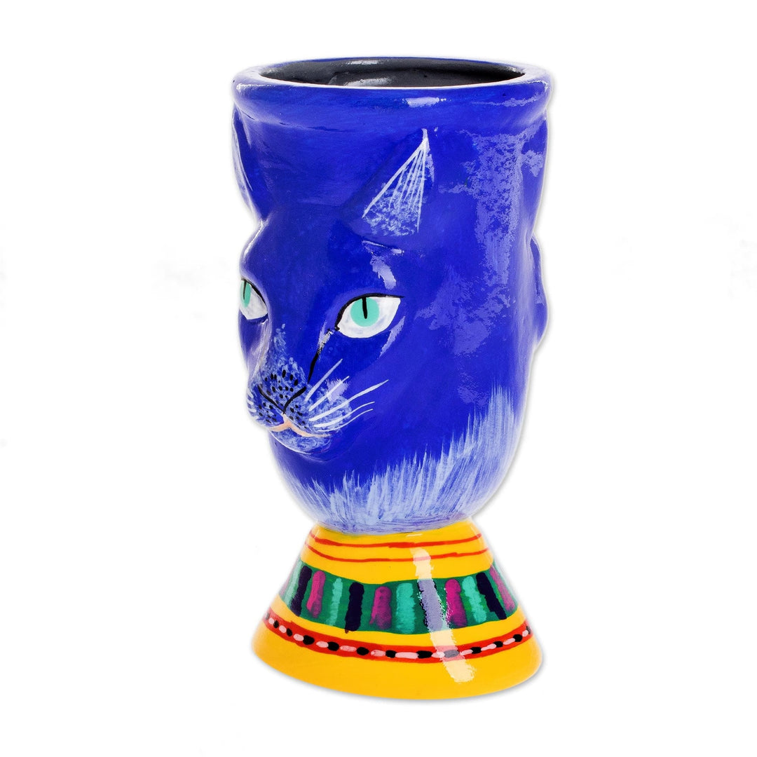 Blue Ceramic Flower Pot - Top Cat in Blue