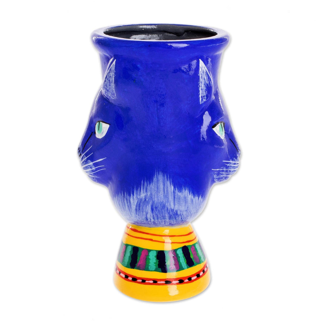 Blue Ceramic Flower Pot - Top Cat in Blue