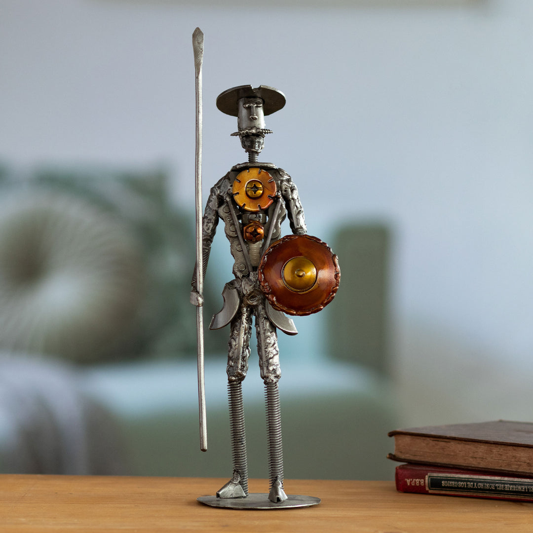 Inspirational Recycled Metal Don Quixote Sculpture from Peru - Quixote of La Mancha