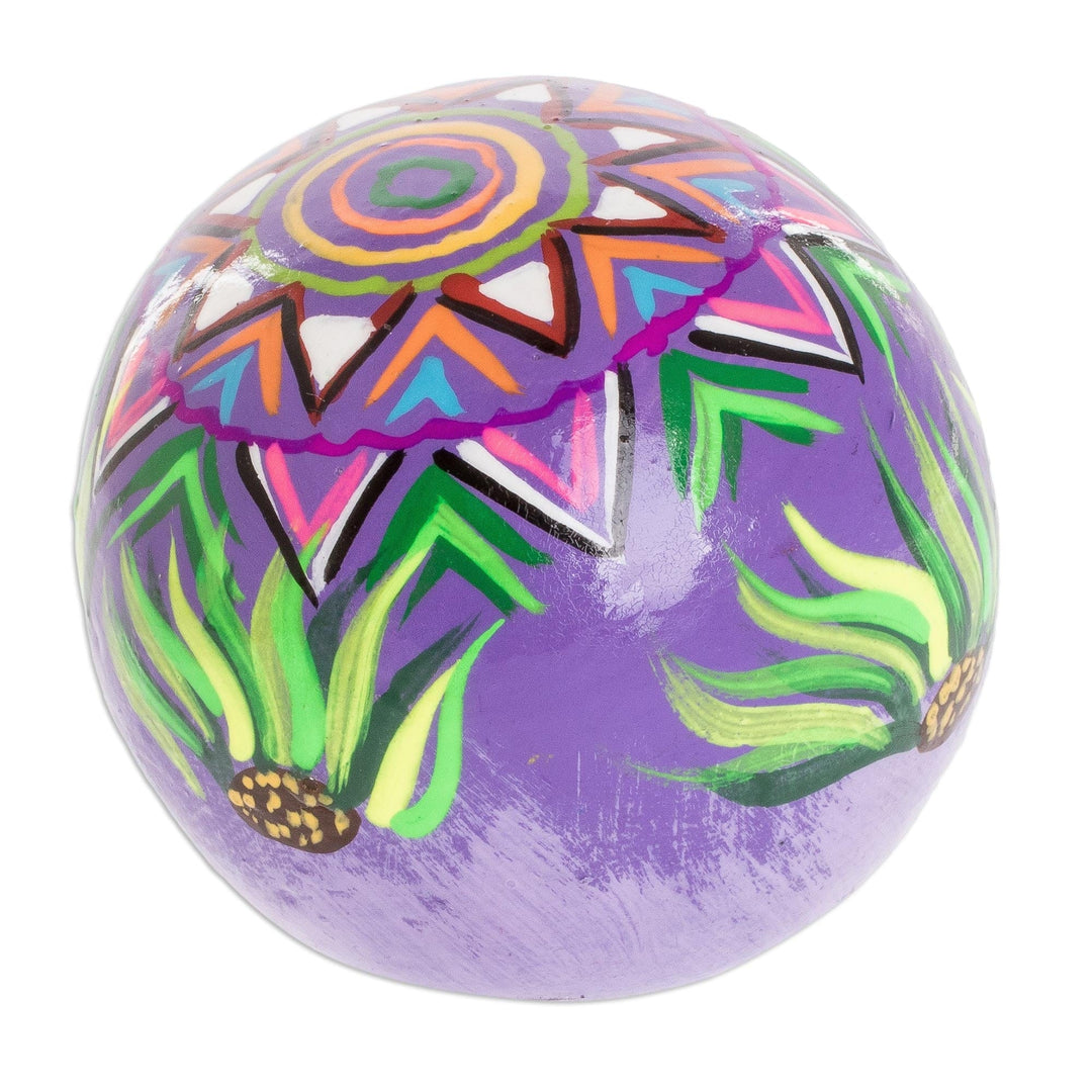 Handcrafted Multicolored Ceramic Figurine - Festive Skull