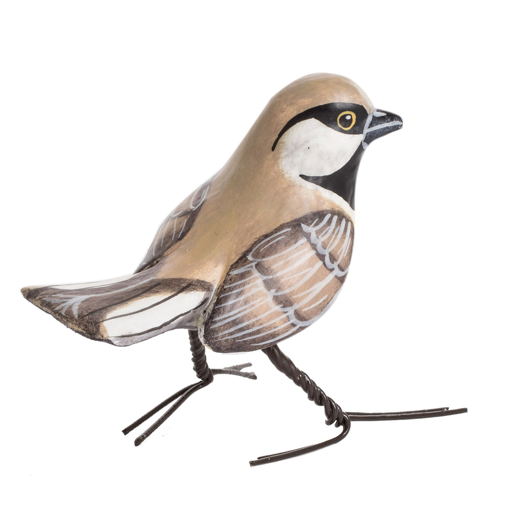 Handmade Bird Sculpture from Guatemala - Grey-headed Chickadee