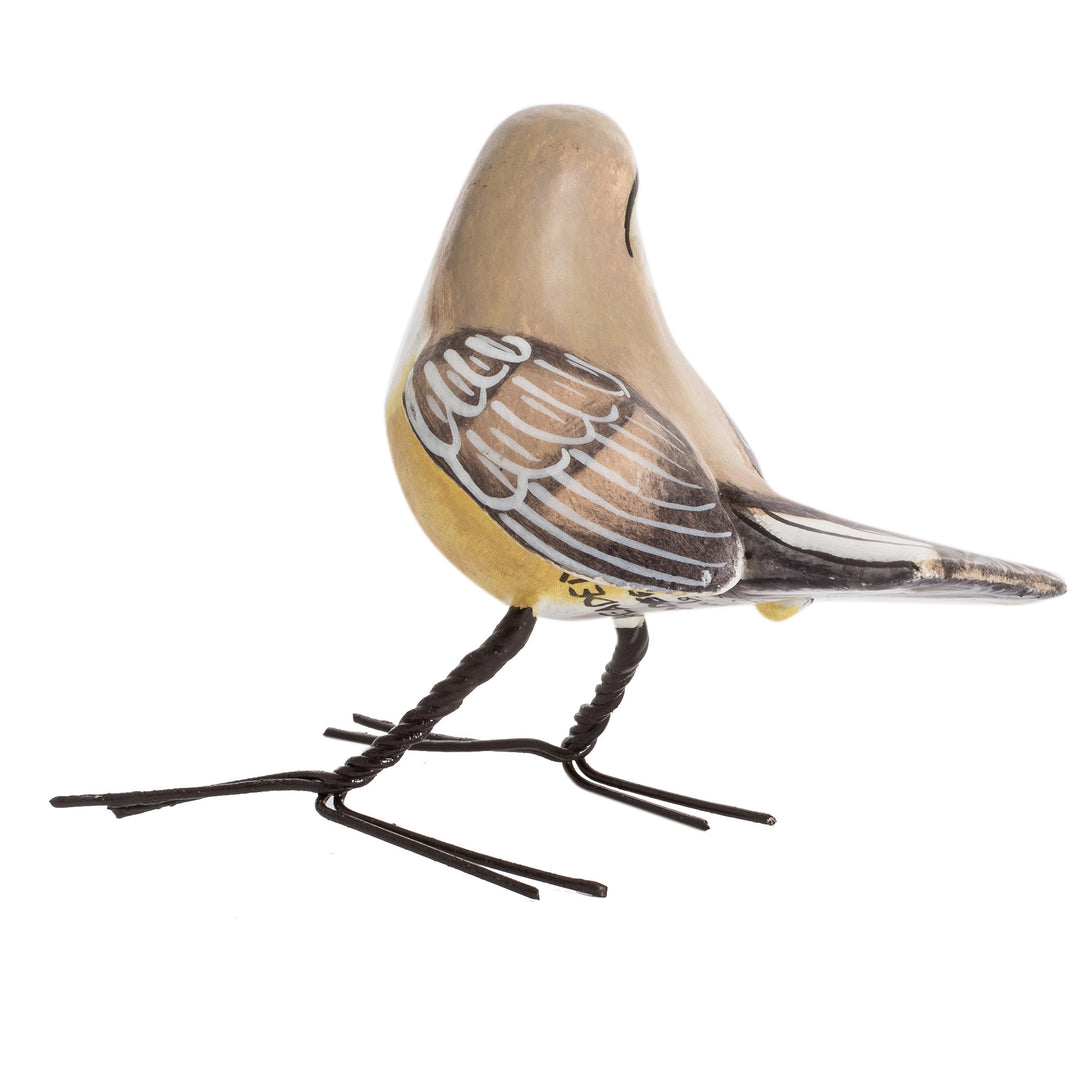 Handmade Bird Sculpture from Guatemala - Grey-headed Chickadee