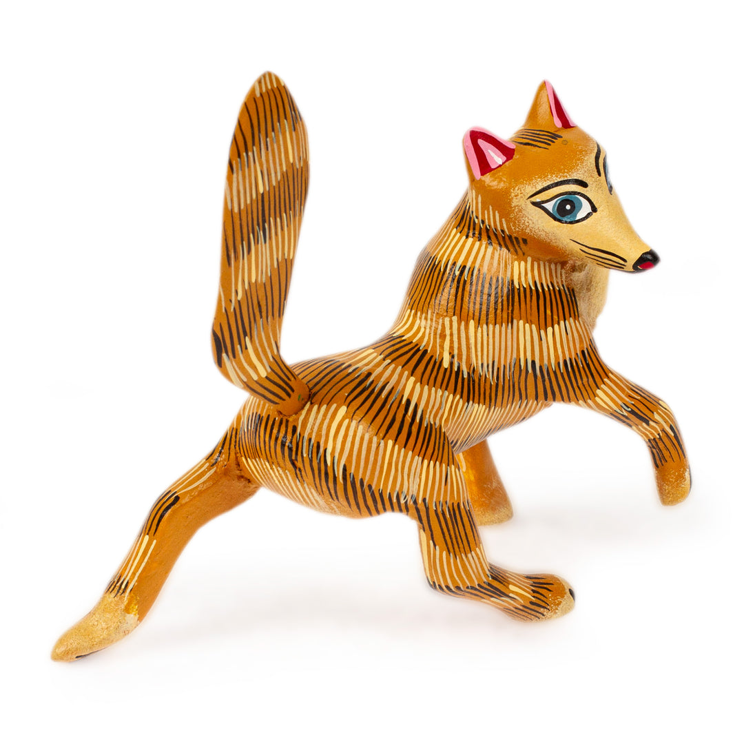 Hand-Painted Wood Alebrije - Golden Fox