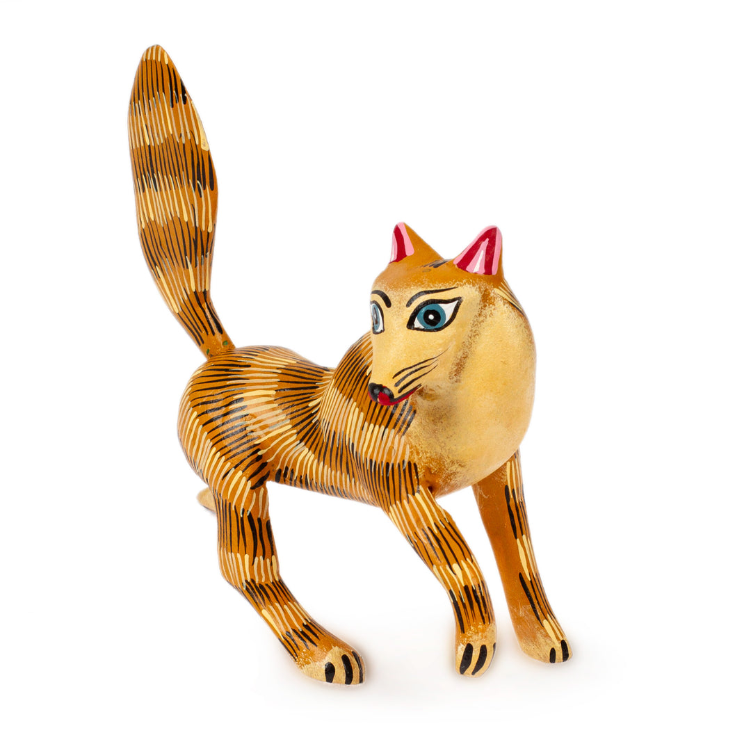 Hand-Painted Wood Alebrije - Golden Fox