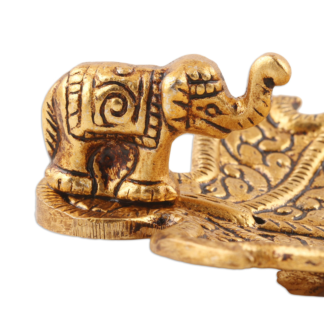 Gold-Toned Leaf Shaped Incense Holders (Pair) - Golden Elephant