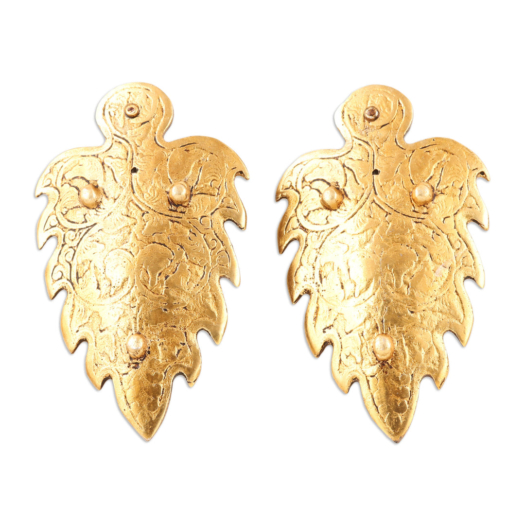 Gold-Toned Leaf Shaped Incense Holders (Pair) - Golden Elephant