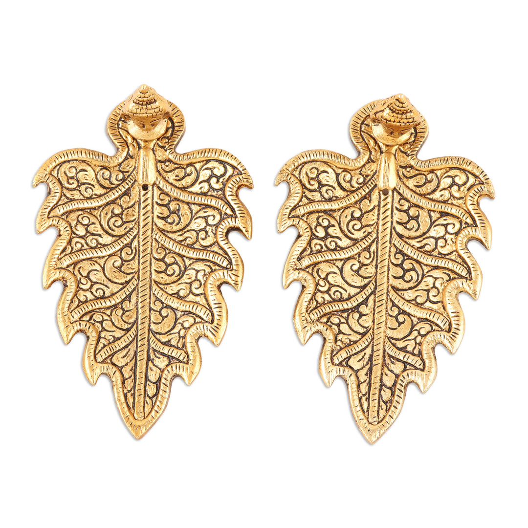 Aluminum Leaf-Shaped Incense Holders (Pair) - Golden Buddha