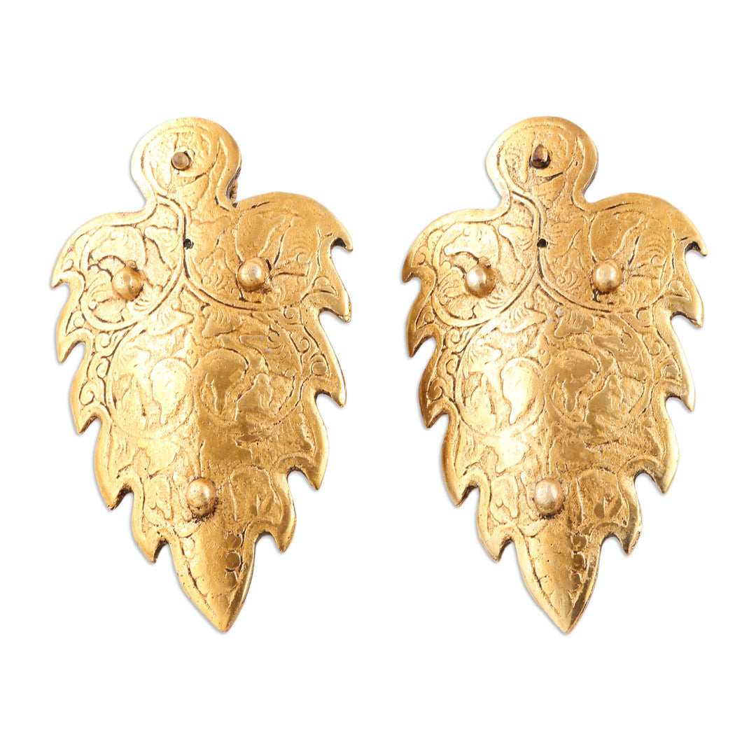 Aluminum Leaf-Shaped Incense Holders (Pair) - Golden Buddha