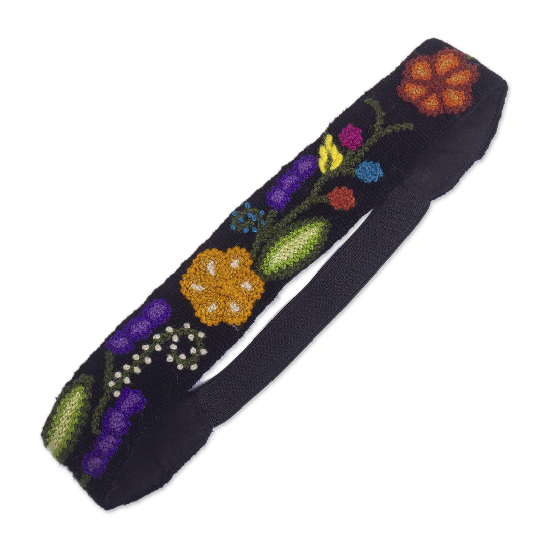 Hand Embroidered Wool Headband - Floral Vista
