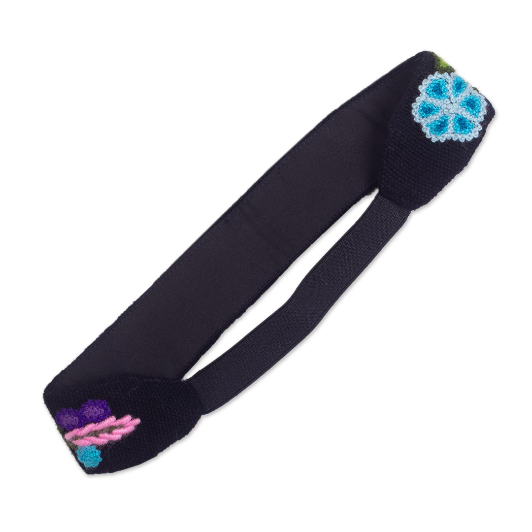 Hand Embroidered Wool Headband - Floral Vista