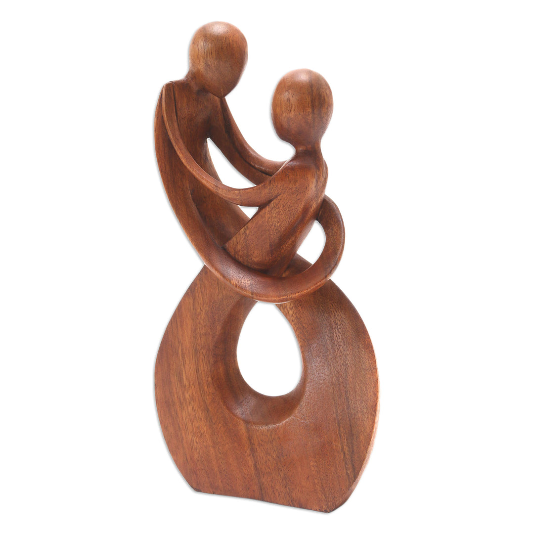 Hand Carved Romantic Wood Sculpture - Honeymoon Dance