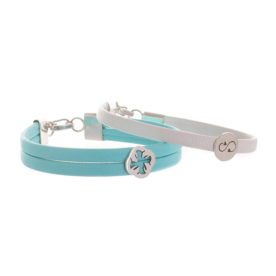 White and Blue Wristbands with Sterling Silver (Pair) - Dual Mysticism