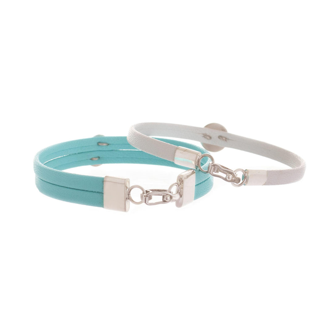 White and Blue Wristbands with Sterling Silver (Pair) - Dual Mysticism