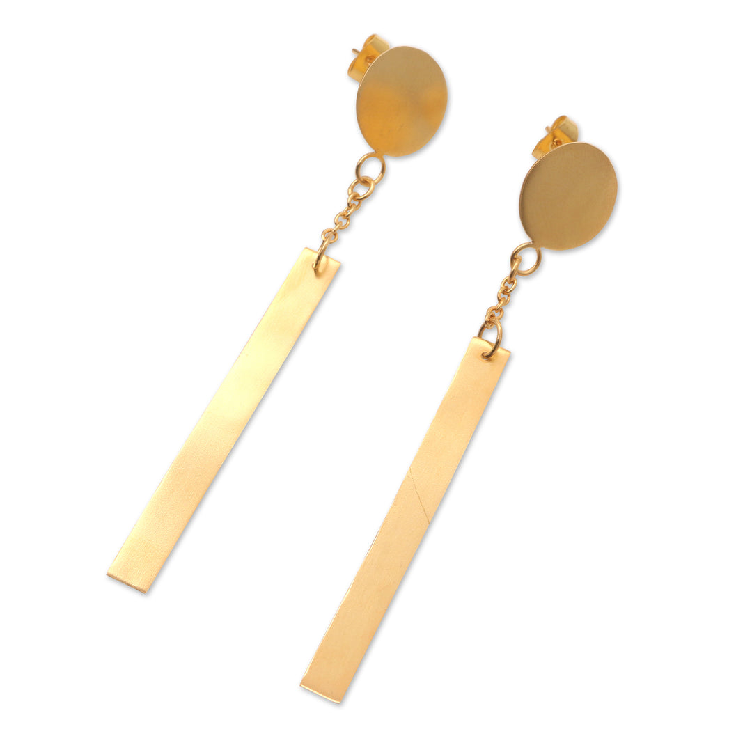 Artisan Crafted Gold-Plated Dangle Earrings - Golden Fire