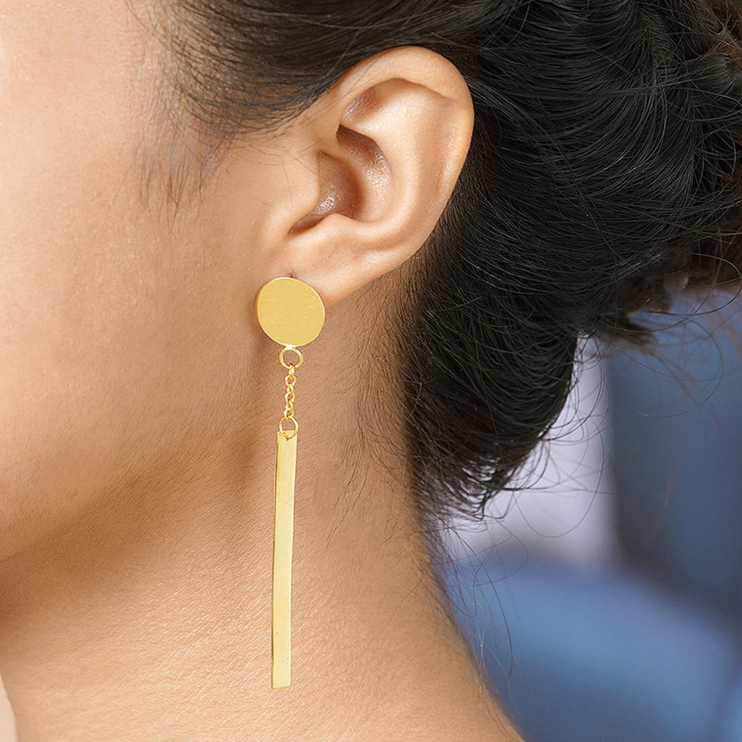 Artisan Crafted Gold-Plated Dangle Earrings - Golden Fire