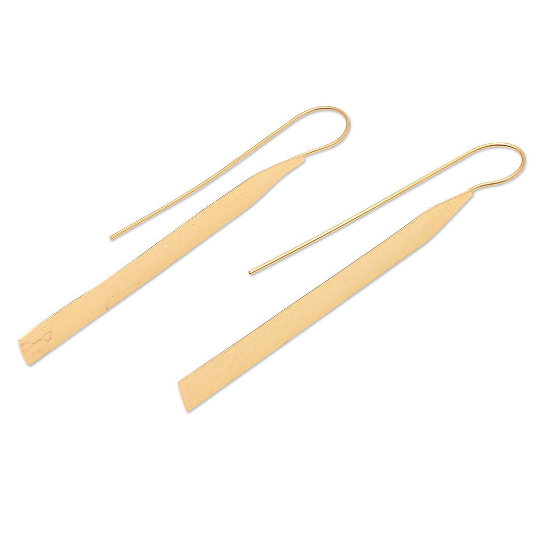 Gold-Plated Drop Earrings with Hammered Finish - Wish You Were Here