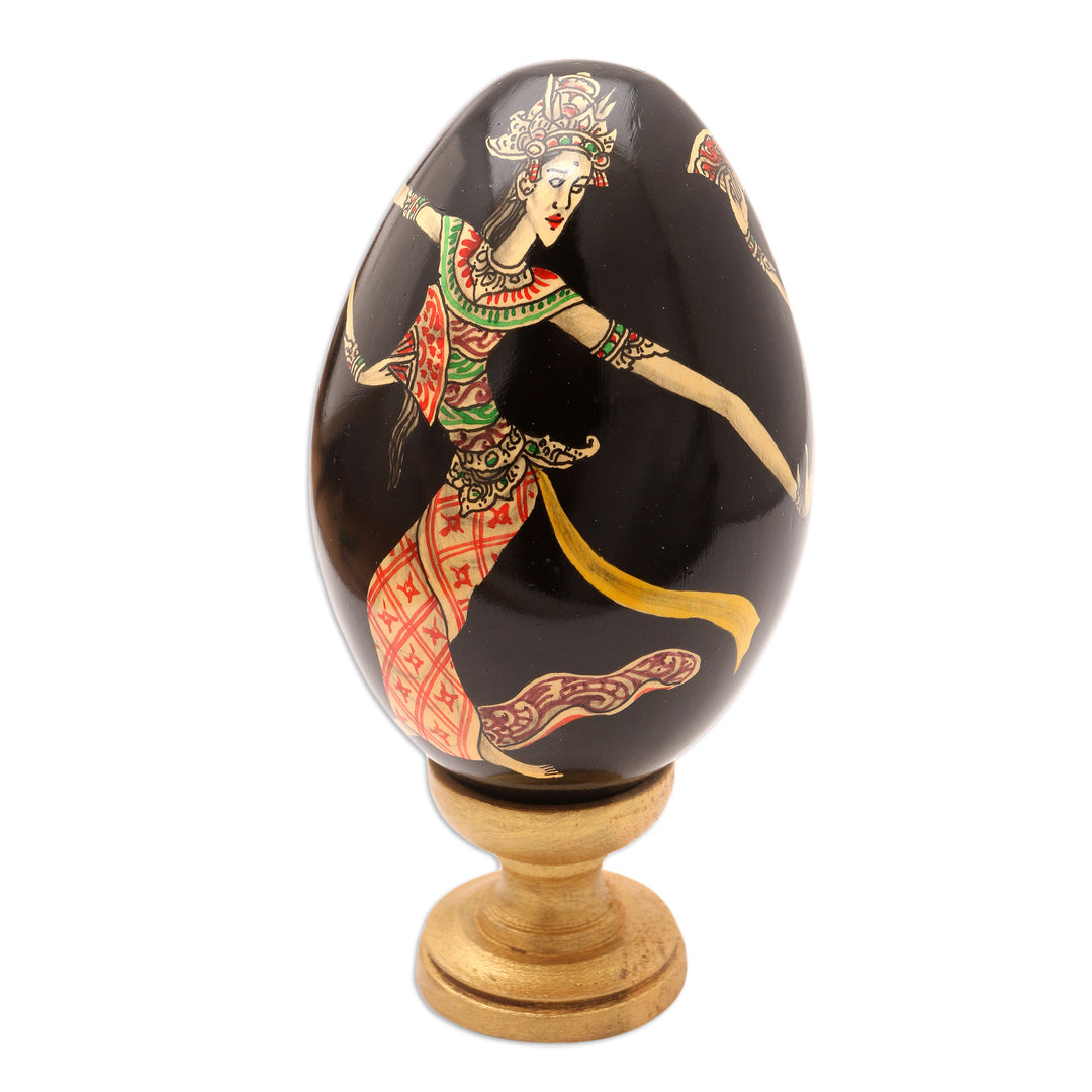 Hand Painted Balinese Egg Sculpture - Oleg Dance