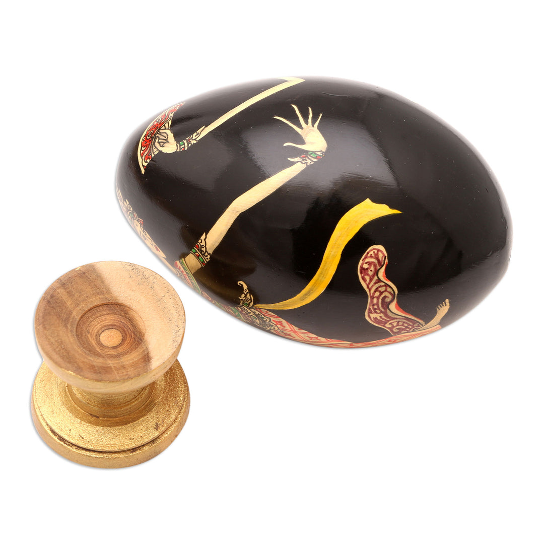 Hand Painted Balinese Egg Sculpture - Oleg Dance