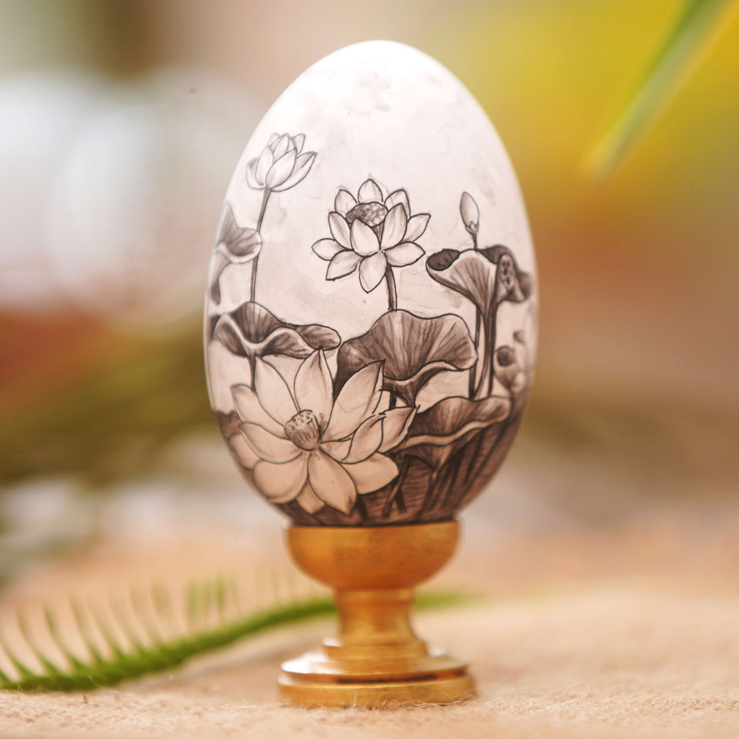 Artisan Crafted Egg-Shaped Sculpture - Peaceful Buddha