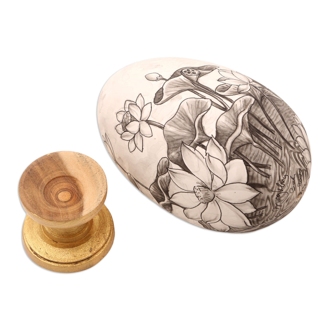 Artisan Crafted Egg-Shaped Sculpture - Peaceful Buddha