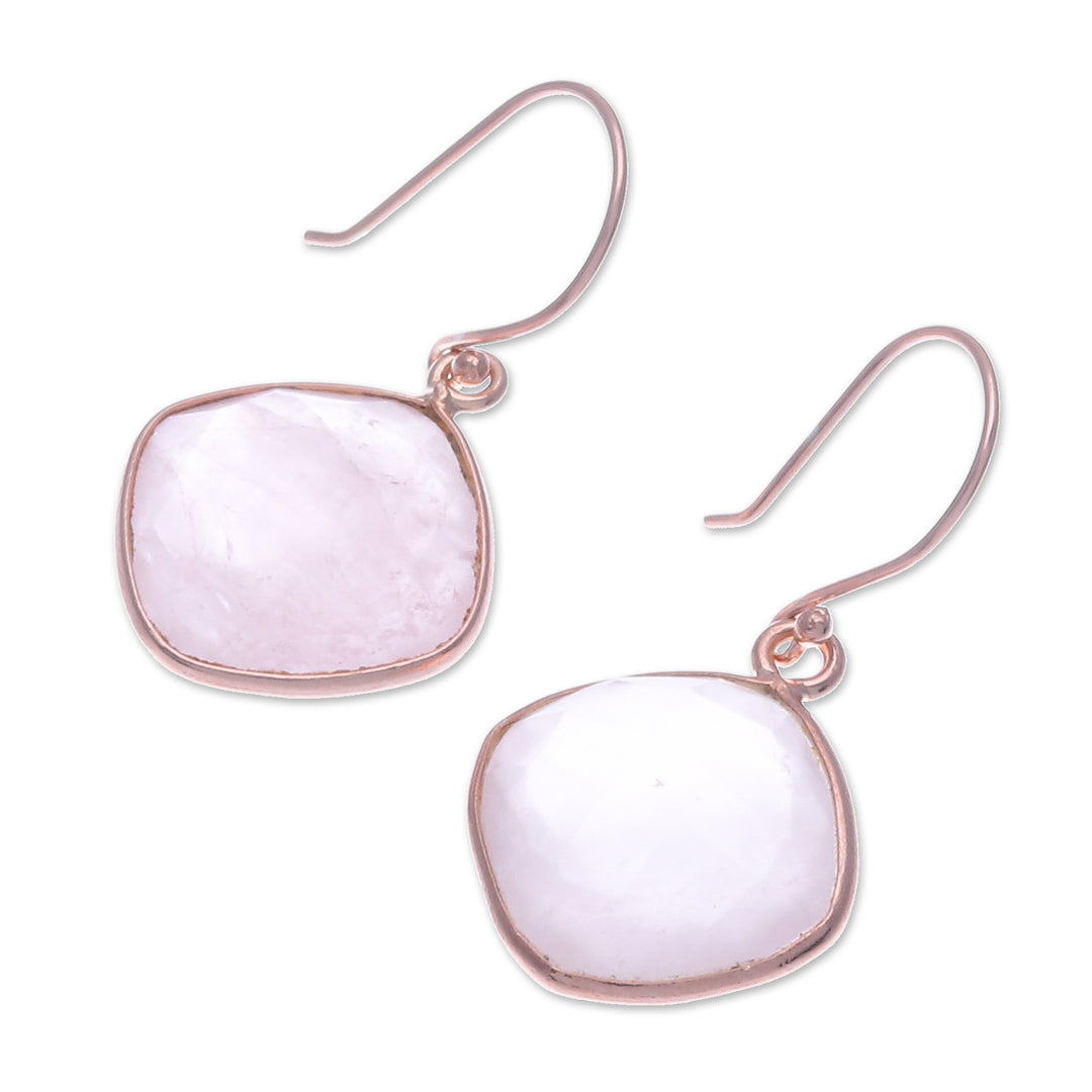 Handcrafted Rose Gold Plated Earrings with Rose Quartz - Marvelous Rose
