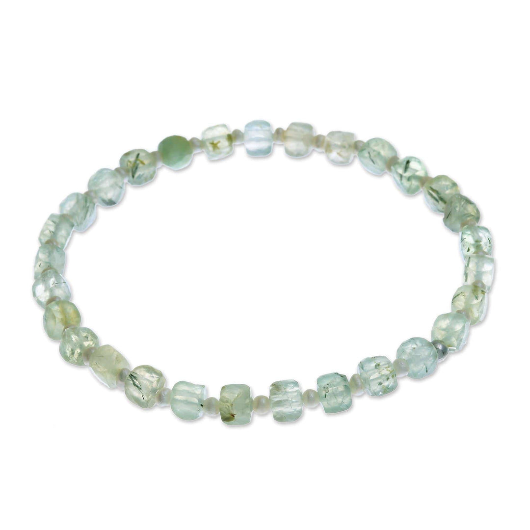 Artisan Crafted Prehnite Bracelet with Cultured Pearl - Colors of Chiang Mai
