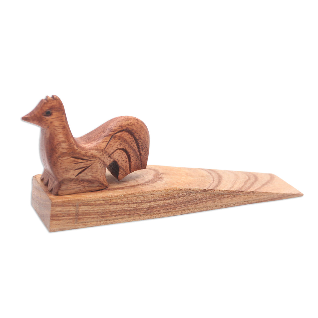 Handcrafted Wood Door Stop with Chicken Motif - Farmyard Chick