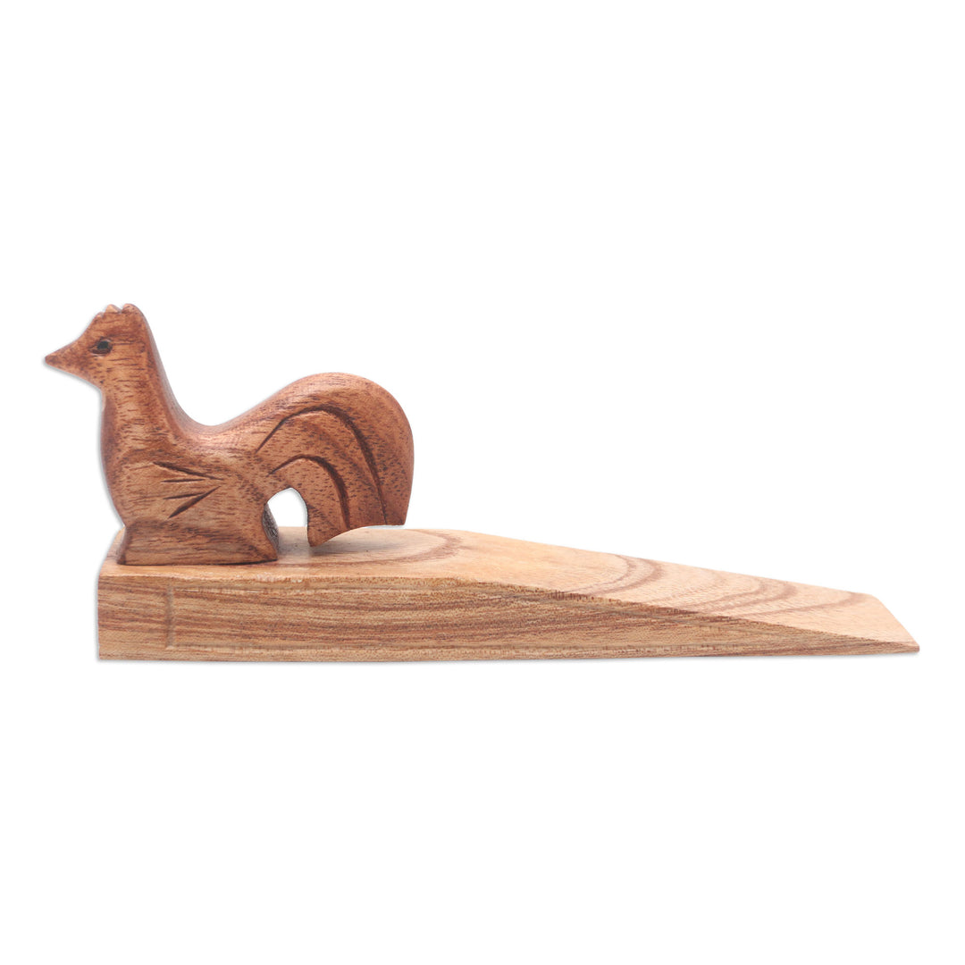 Handcrafted Wood Door Stop with Chicken Motif - Farmyard Chick