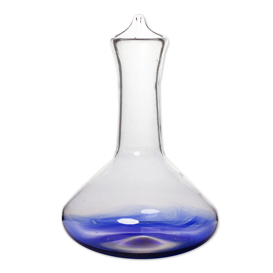 Artisan Crafted Glass Decanter - Cobalt Fade