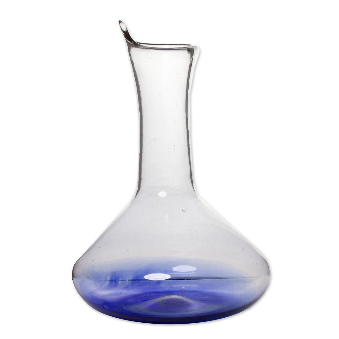Artisan Crafted Glass Decanter - Cobalt Fade