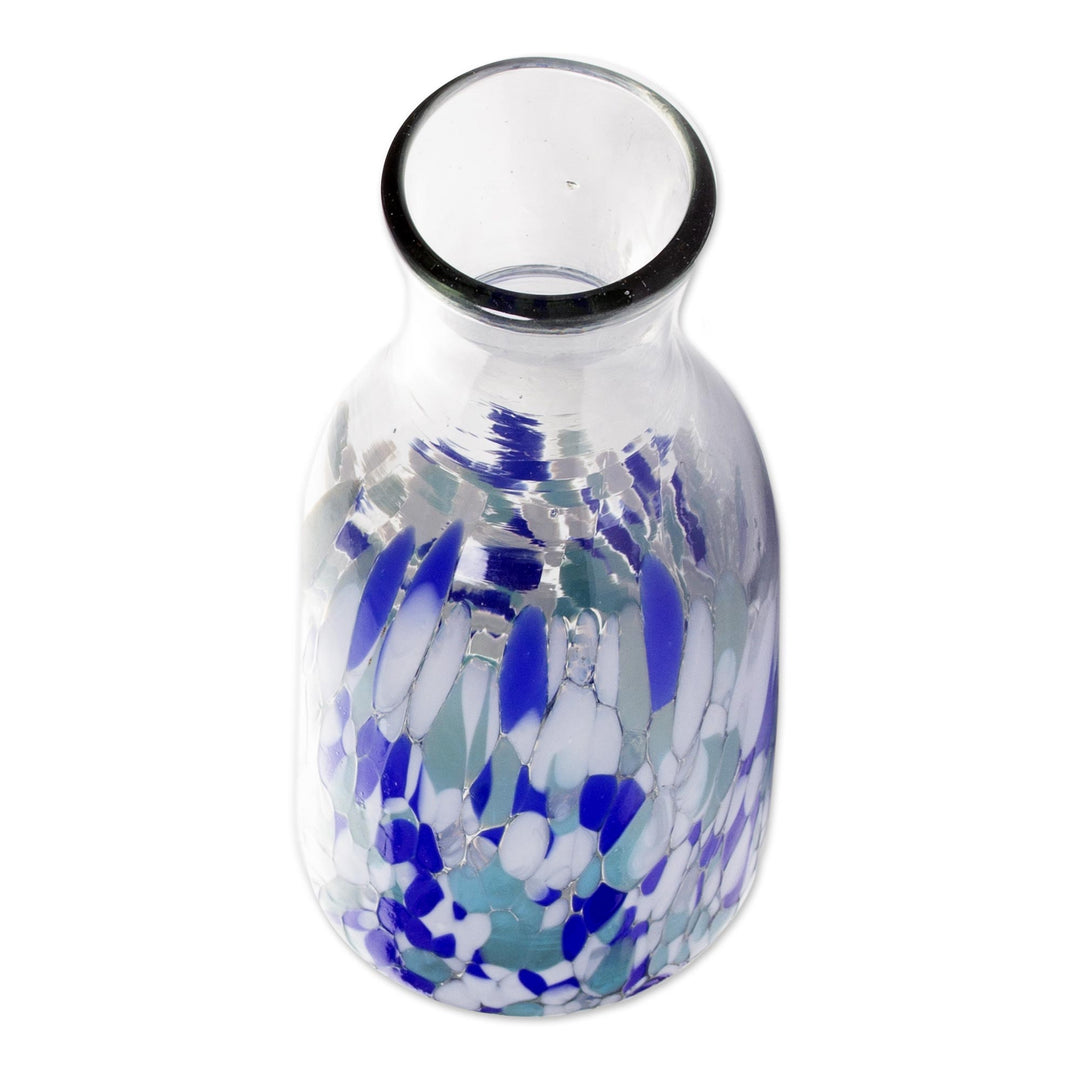 Handmade Glass Carafe and Cup (Pair) - Blue Confetti