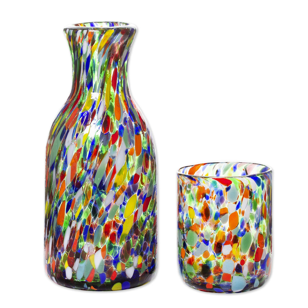 Carafe and Glass in Handblown Glass (Pair) - Jubilant Colors