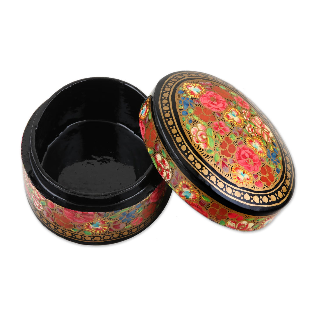 Floral Papier Mache and Wood Oval Decorative Box - Summer Bouquet
