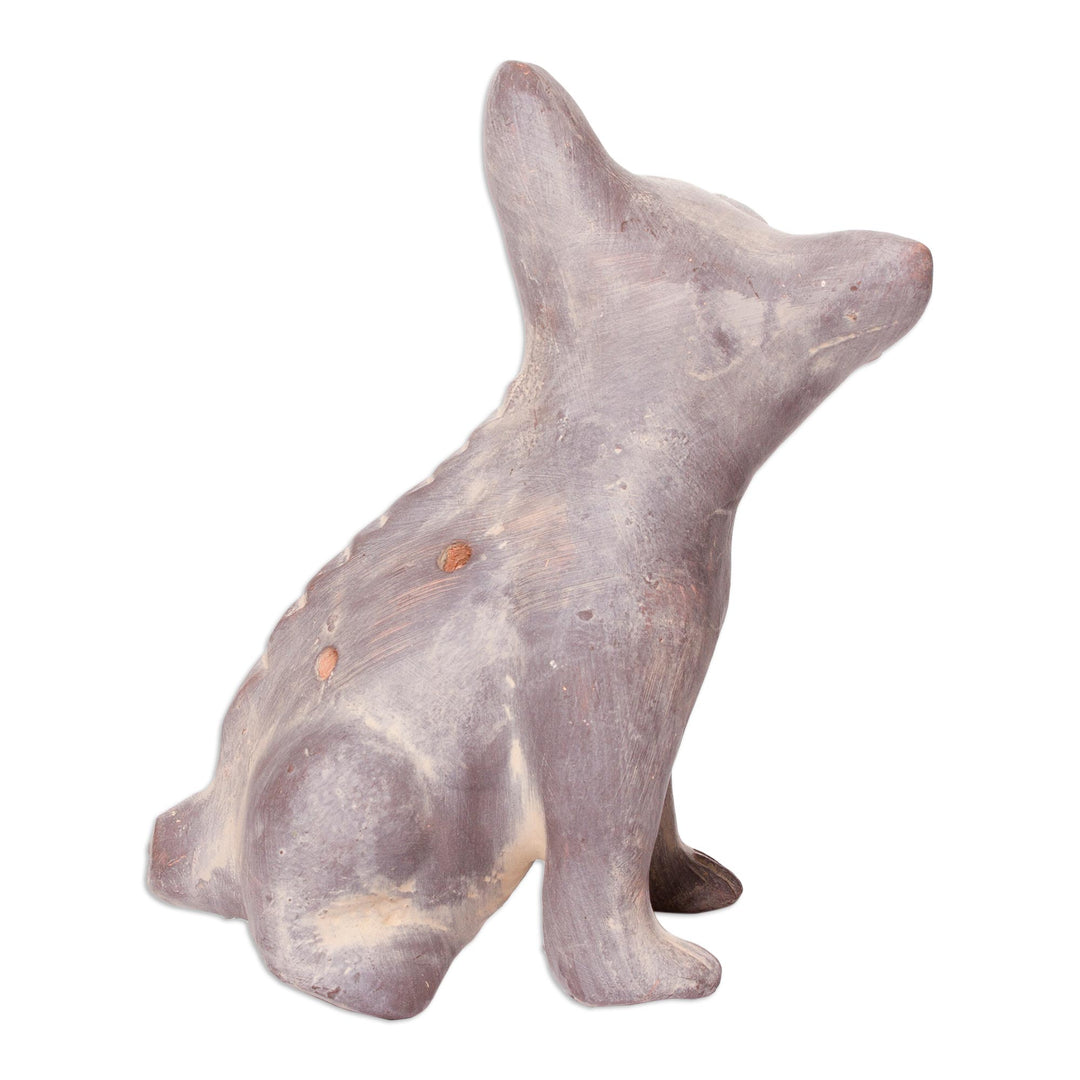 Western Mexico Pre-Hispanic Ceramic Grey Dog Ocarina Flute - Grey Aztec Puppy