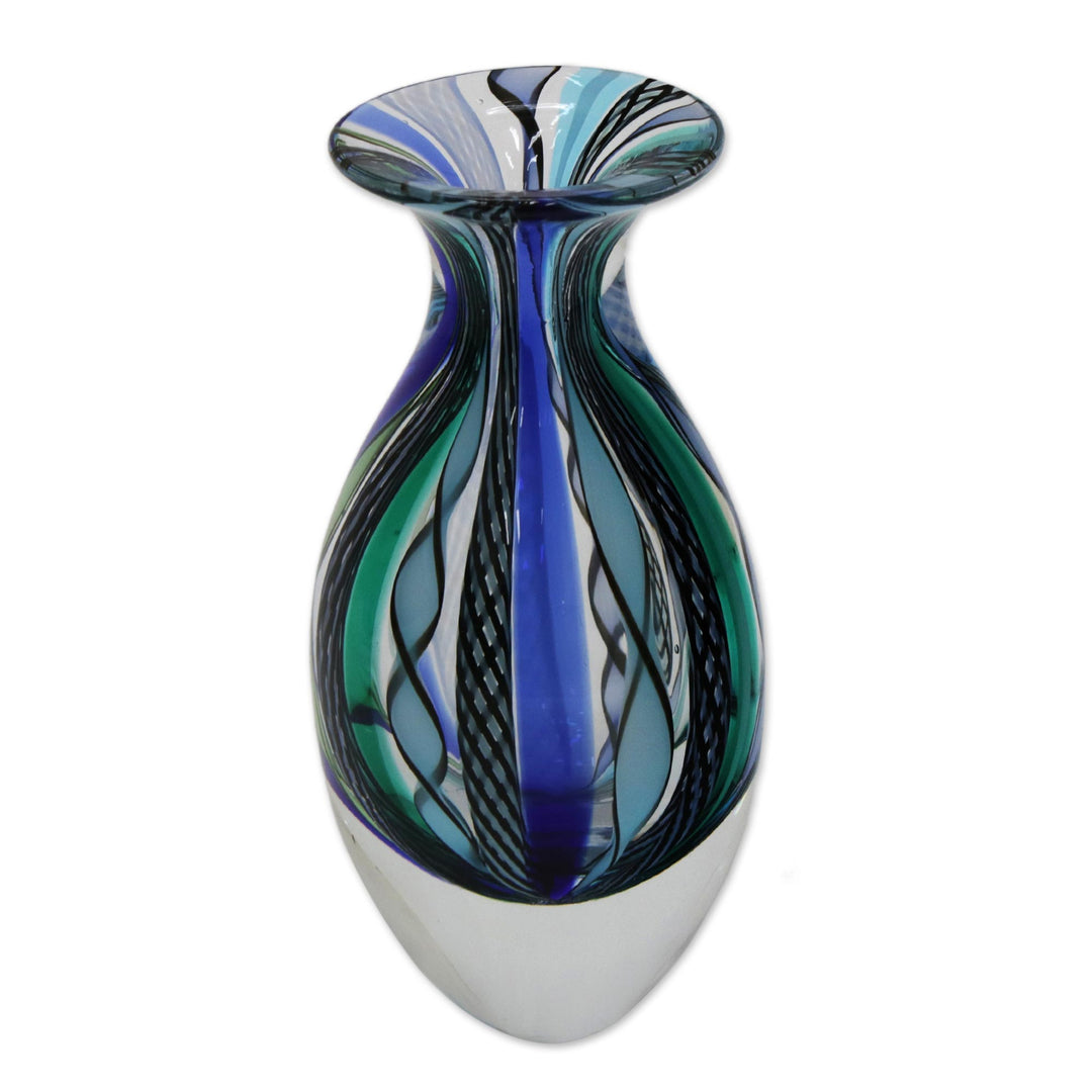 Collectible Handblown Murano Inspired Art Vase - Colors of Rio