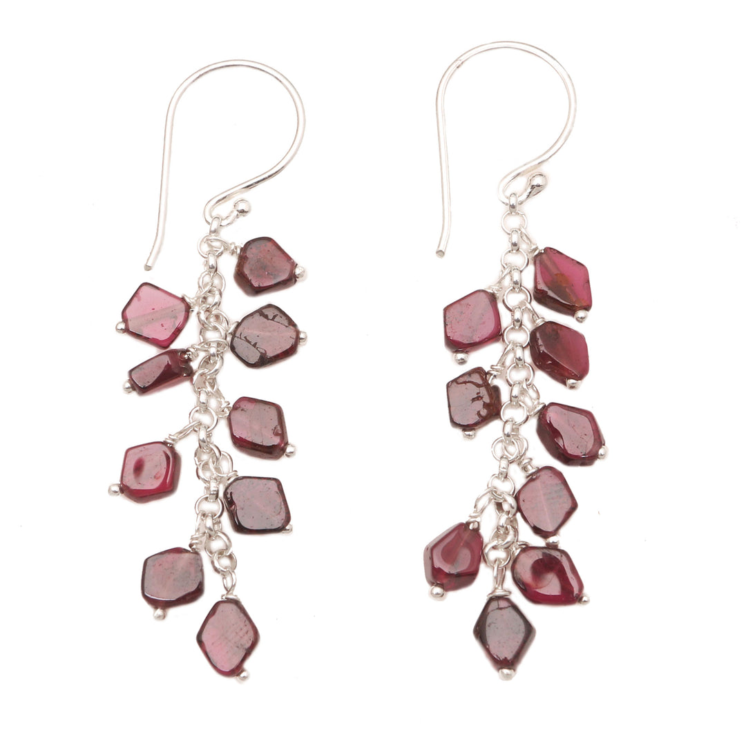 Artisan Crafted Garnet Earrings - Wine and Roses