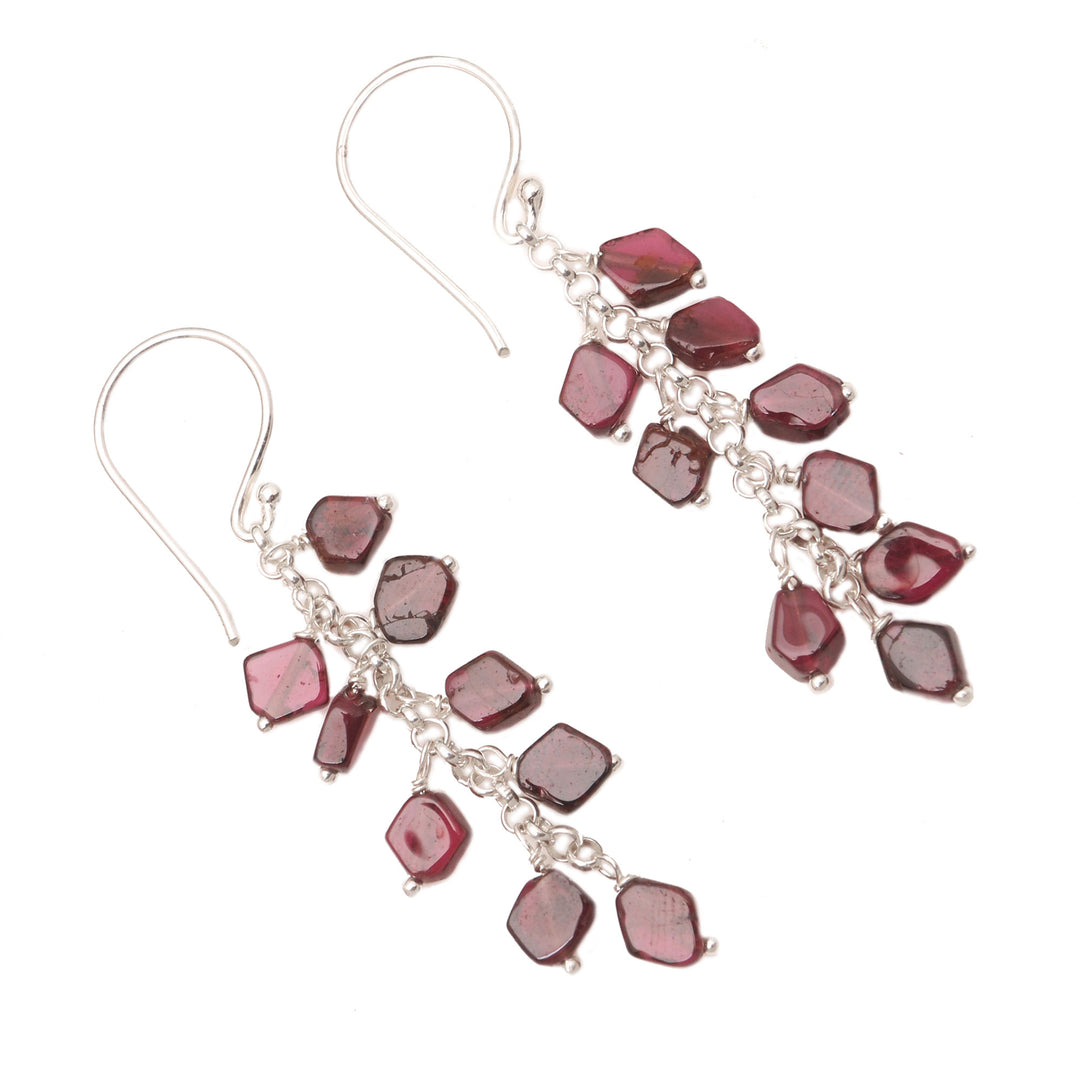 Artisan Crafted Garnet Earrings - Wine and Roses